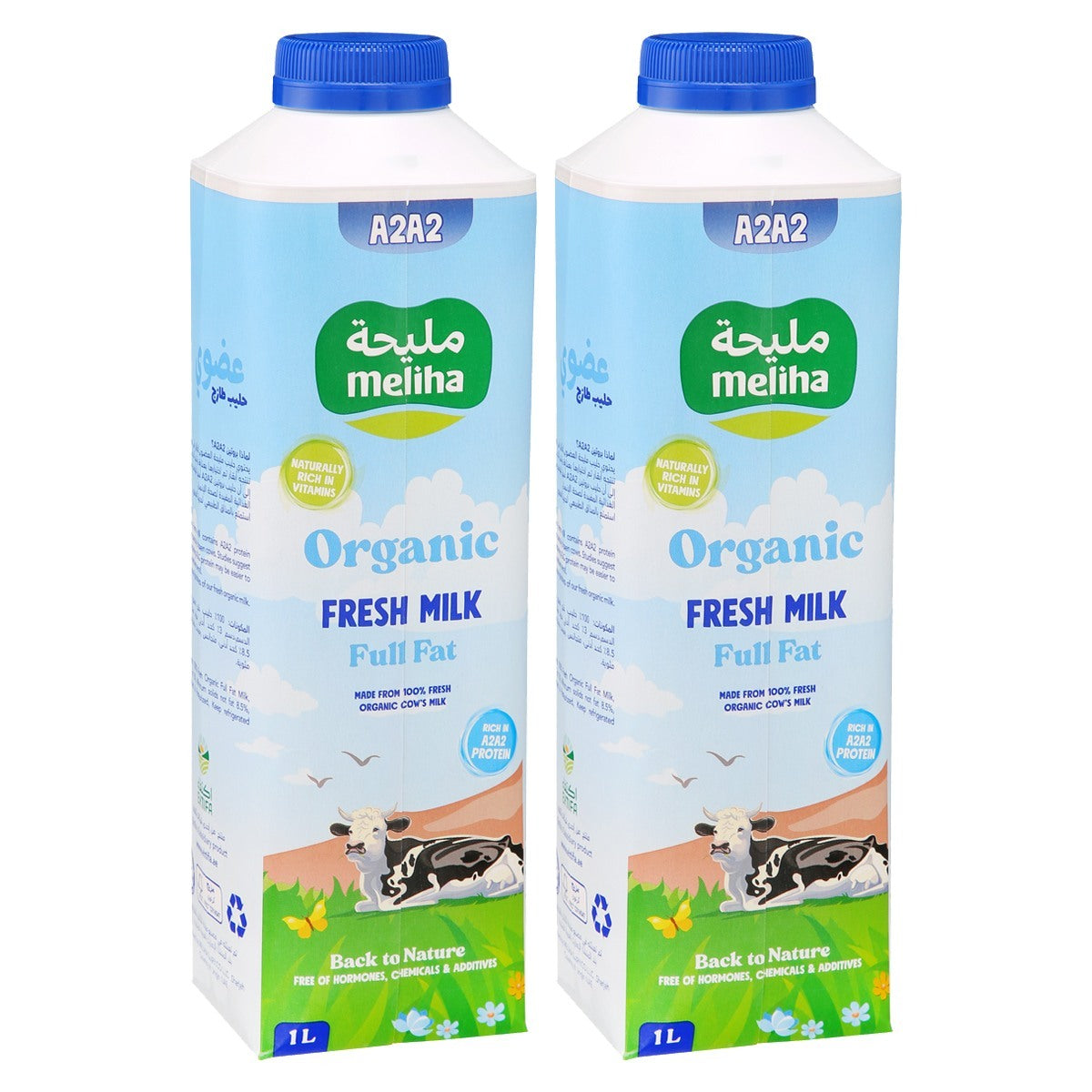 Organic Fresh Milk Full Fat 2 × 1L | Fresh Organic Milk