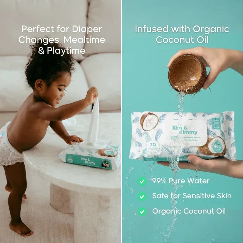 Organic Coconut Water Wet Wipes Qty 70 x 4