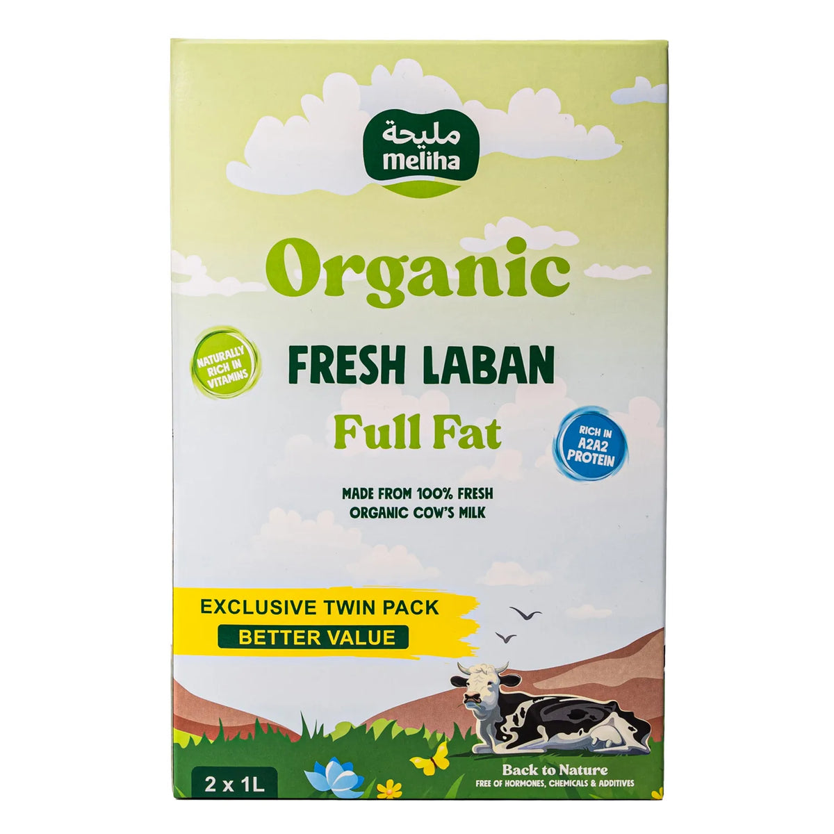 MELIHA Organic Fresh Laban 2 × 1L