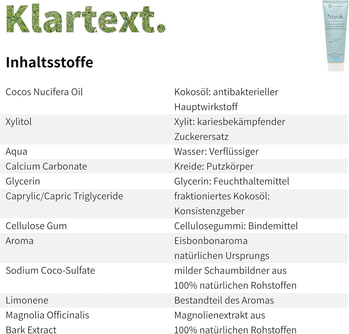 Niyok Toothpaste Made From Coconut Oil - Ice Mint