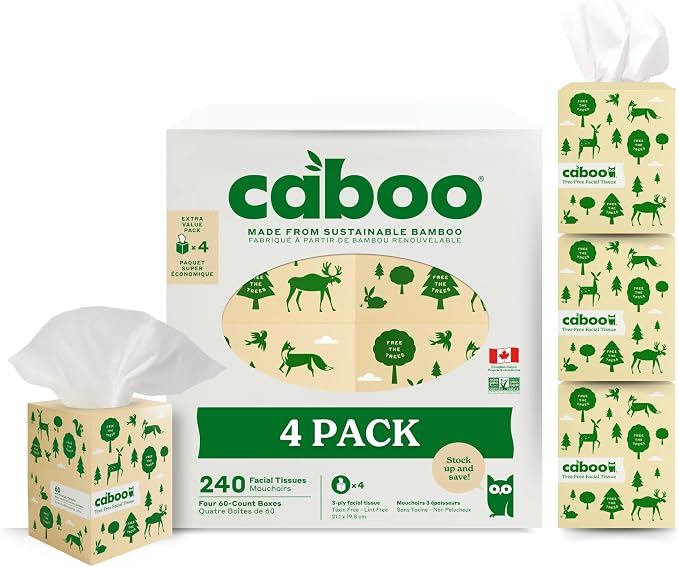 Tree Free Facial Tissues, 60 Tissues Per Box, 240 Total