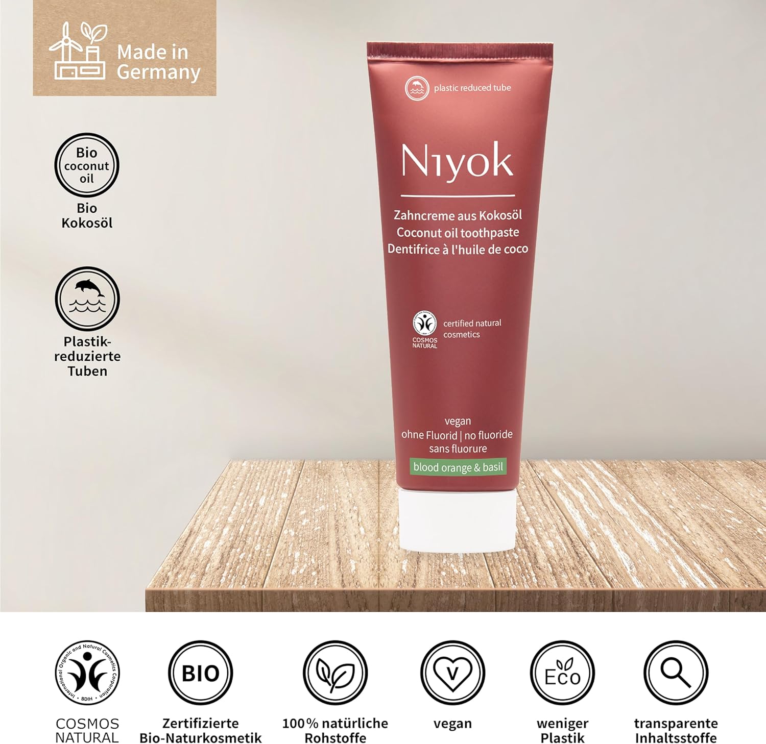 Niyok Coconut Oil Toothpaste - Blood Orange And Basil