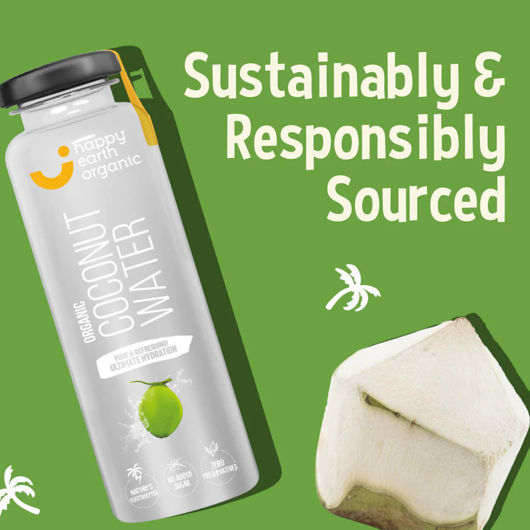 Glass bottle of organic coconut water (350 ml)