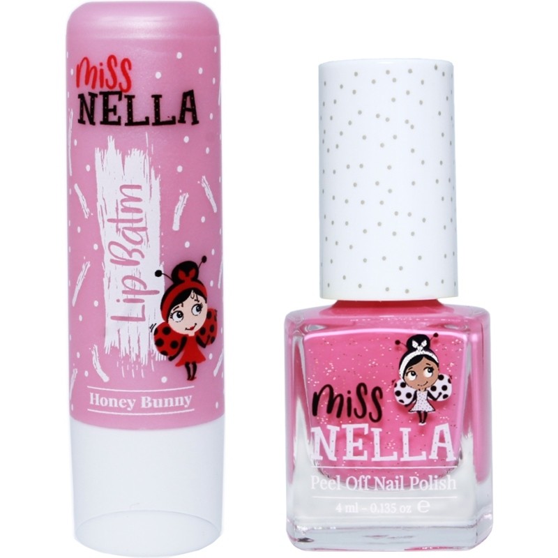Miss Nella Nail Polish & Lip Balm Set – Marshmallow Overload + Honey Bunny kids beauty duo