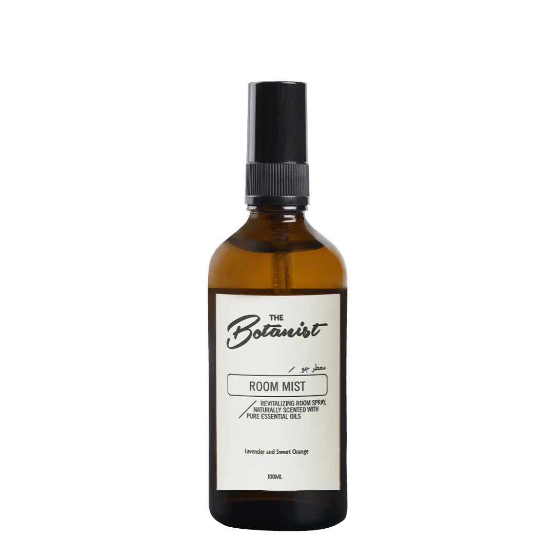 Room mist bottle labeled 'The Botanist' on a white background