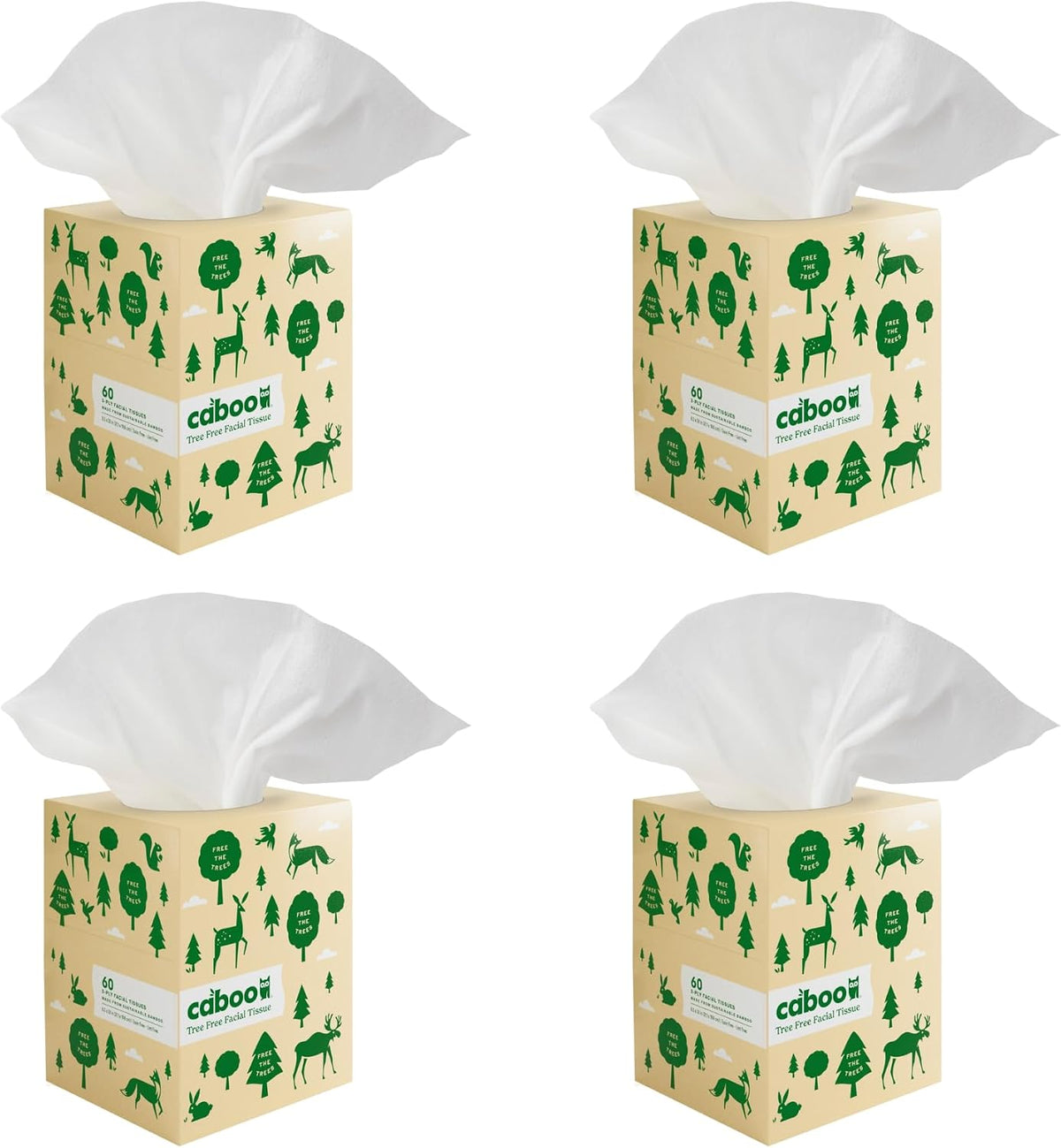 Tree Free Facial Tissues, 60 Tissues Per Box, 240 Total