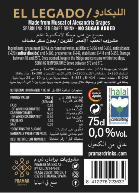 Non-Alcoholic Sparkling Red Grape Drink 0.0% 75cl