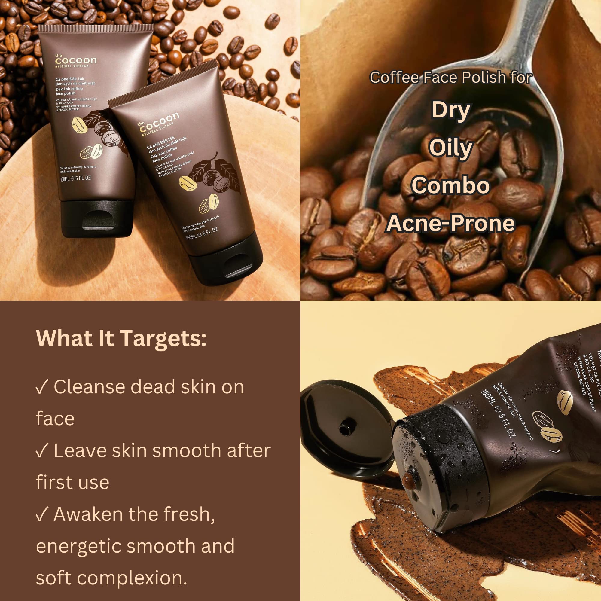 Dak Lak Coffee Face Polish 100% Vegan Cosmetics 150ml