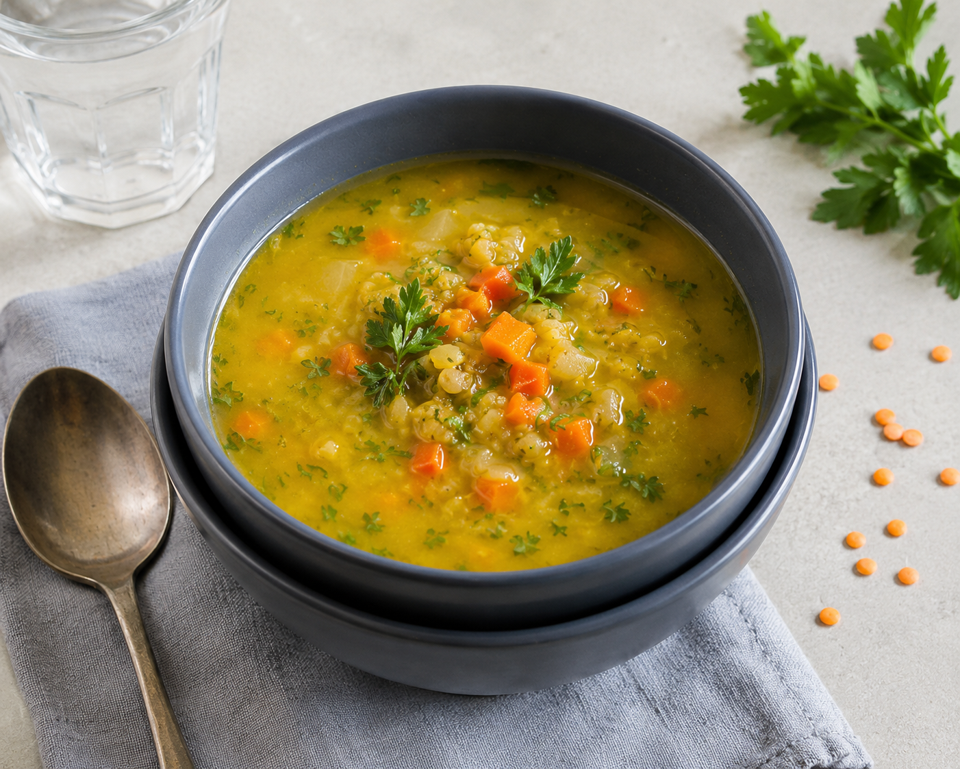 Turmeric Red Lentil & Chickpea Soup