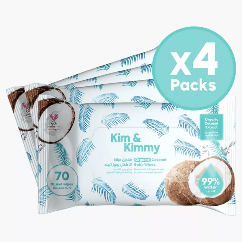 Organic Coconut Water Wet Wipes Qty 70 x 4