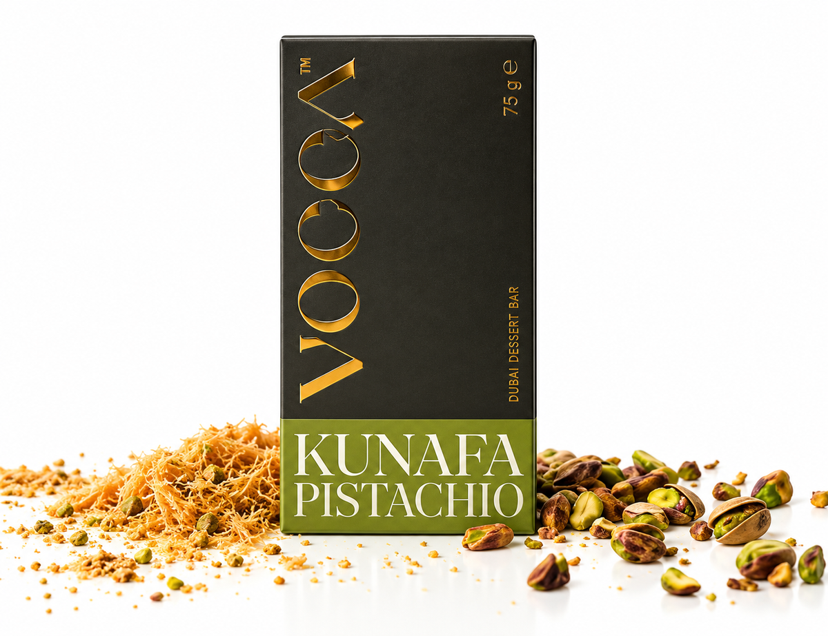 Pistachio Kunafa in Dark Chocolate Bar 240g – crunchy kunafa chocolate bar