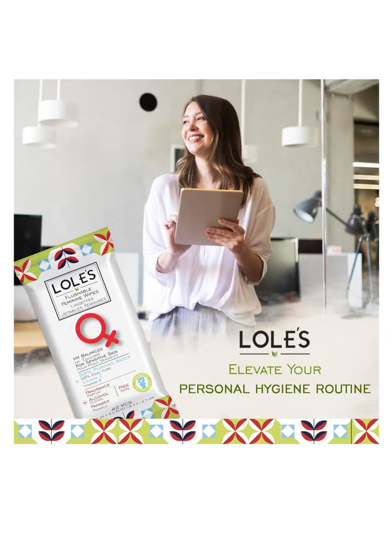 Lole's Feminine Flushable Wipes 42pcs