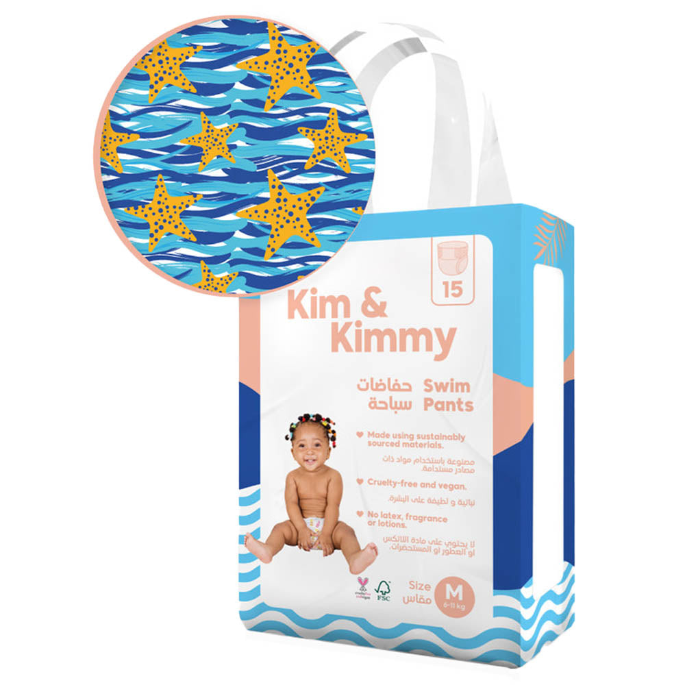 Kim & Kimmy Swim Pants Medium 6-11kg – pack of 15 baby swim diapers